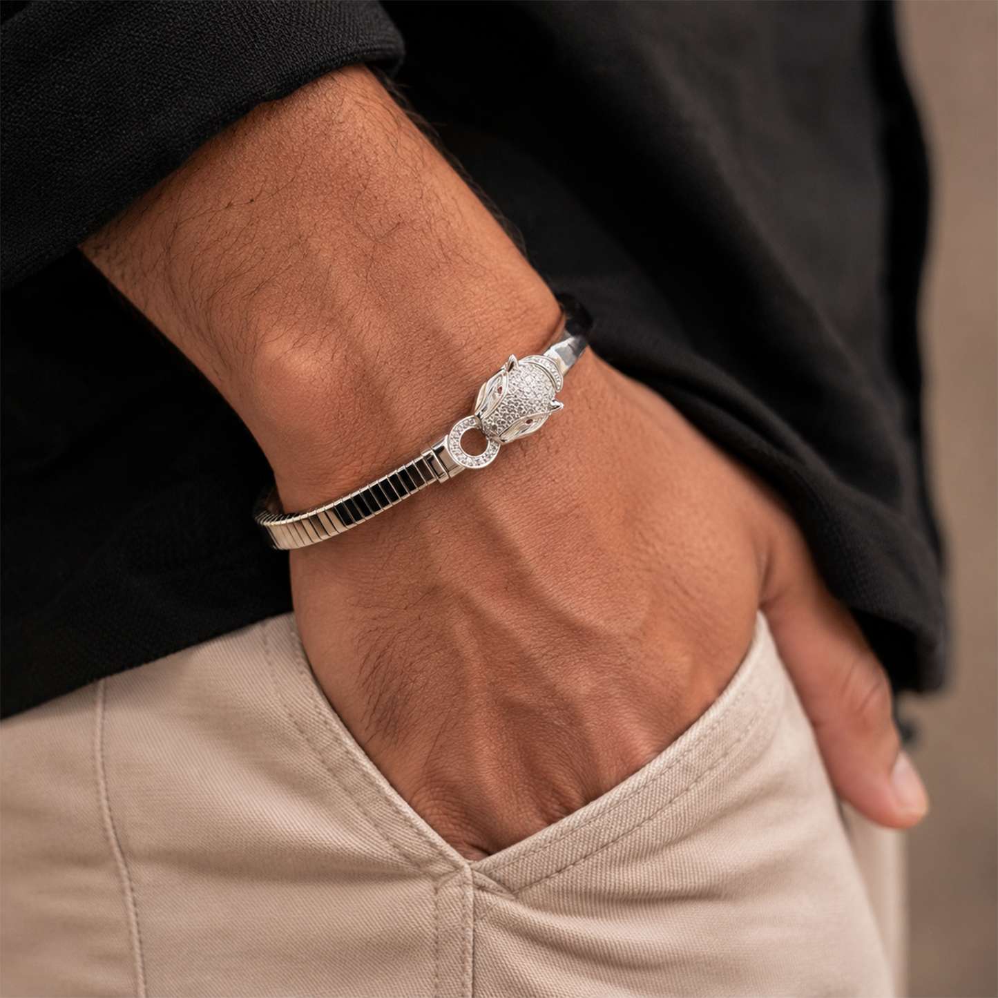 Silver Panther Flexi Kada