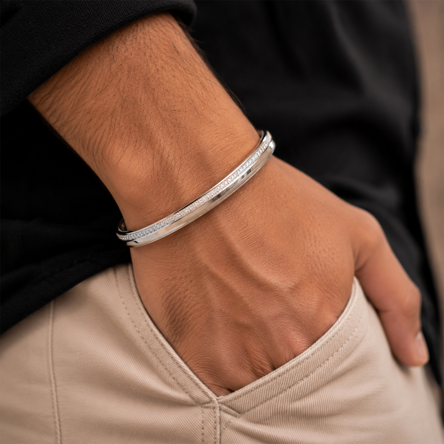 Silver Elegance Crystal Kada