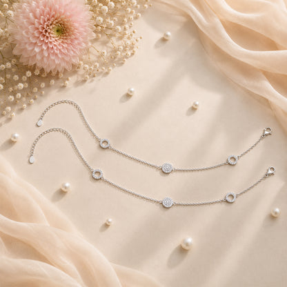 Silver Celestial Circle Italian Anklet
