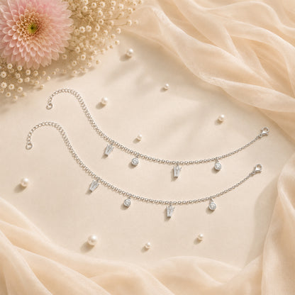 Silver Dainty Charm Italian Anklet