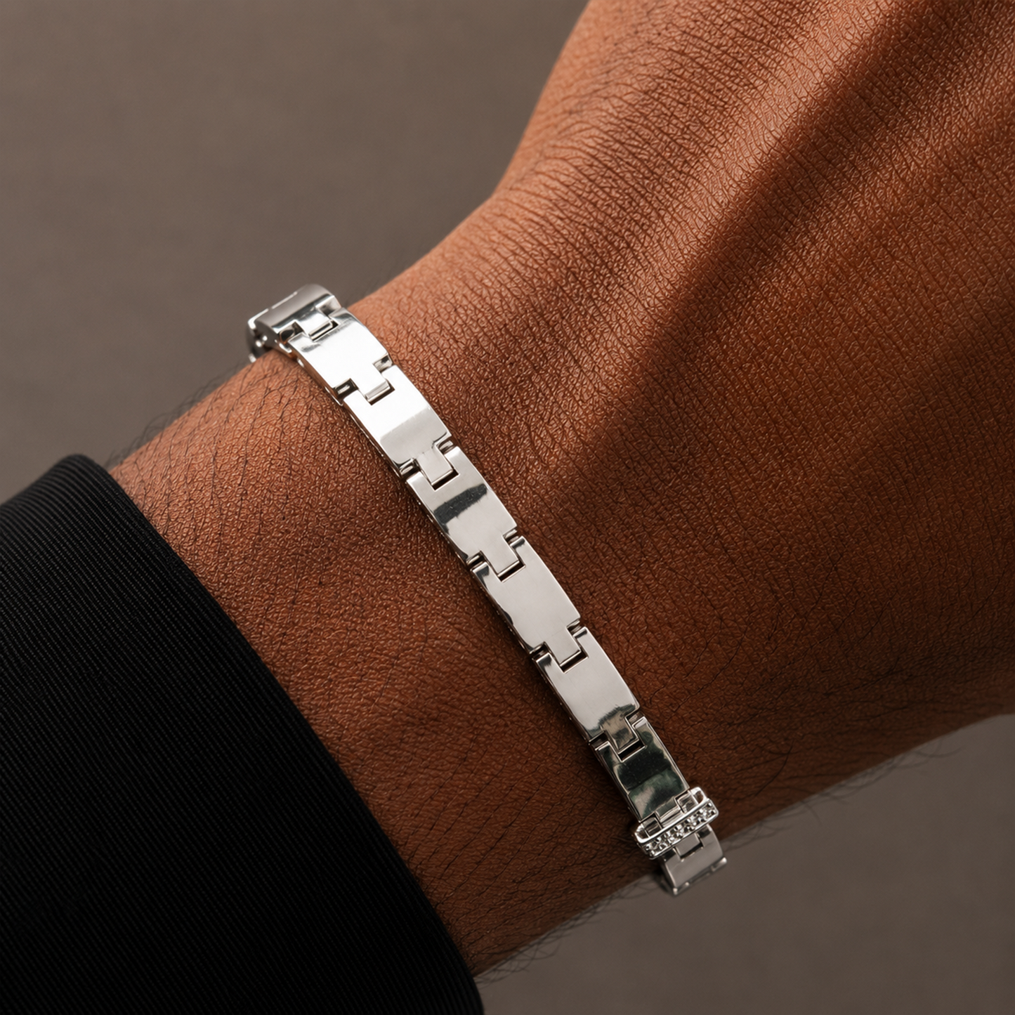 Silver Geometric Link Bracelet