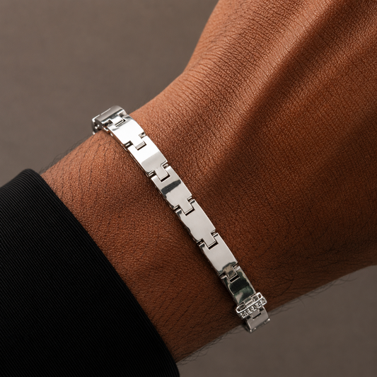 Silver Geometric Link Bracelet
