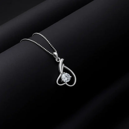 Silver Inverted Heart Pendant with Ball chain