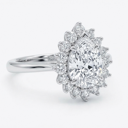 Teardrop Tiara Pear Halo Ring