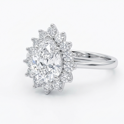 Teardrop Tiara Pear Halo Ring