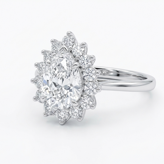 Teardrop Tiara Pear Halo Ring