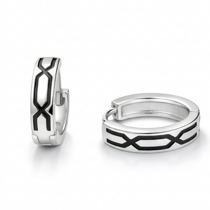 V-Pattern Black Enamel Hoop