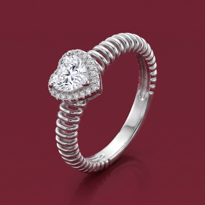 Heart-Shaped Diamond Halo Ring