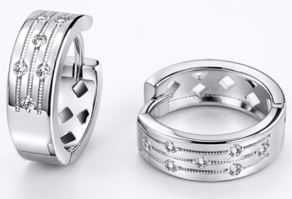 Wide Diamond Huggie Hoop