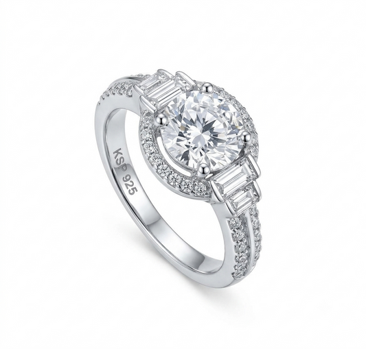 Deco-Inspired Three-Stone Ring