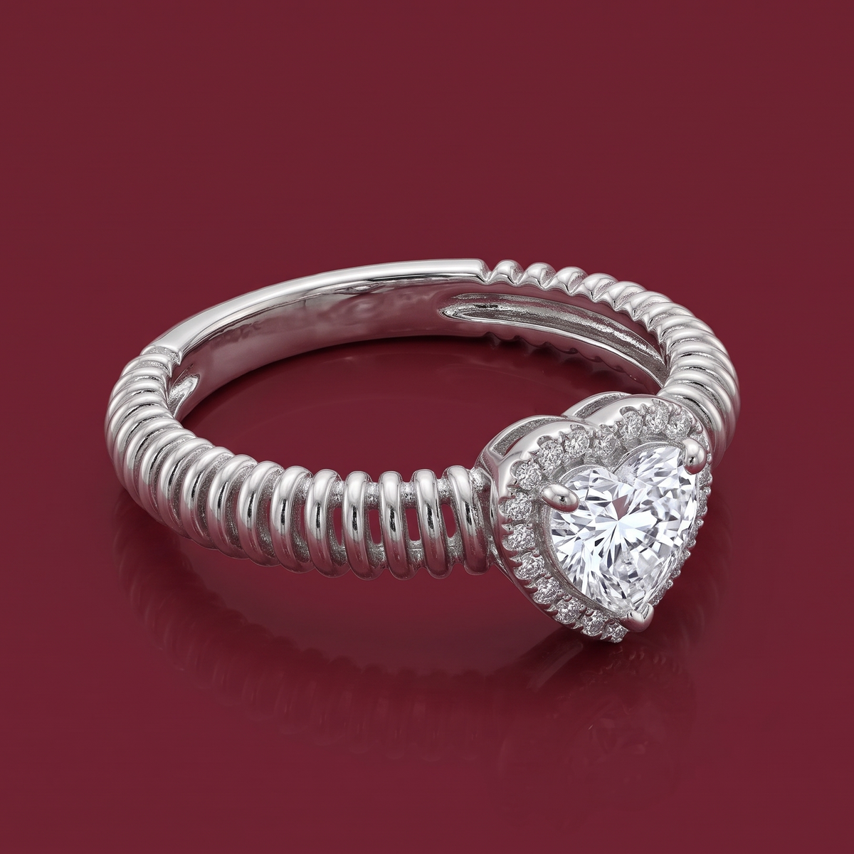 Heart-Shaped Diamond Halo Ring
