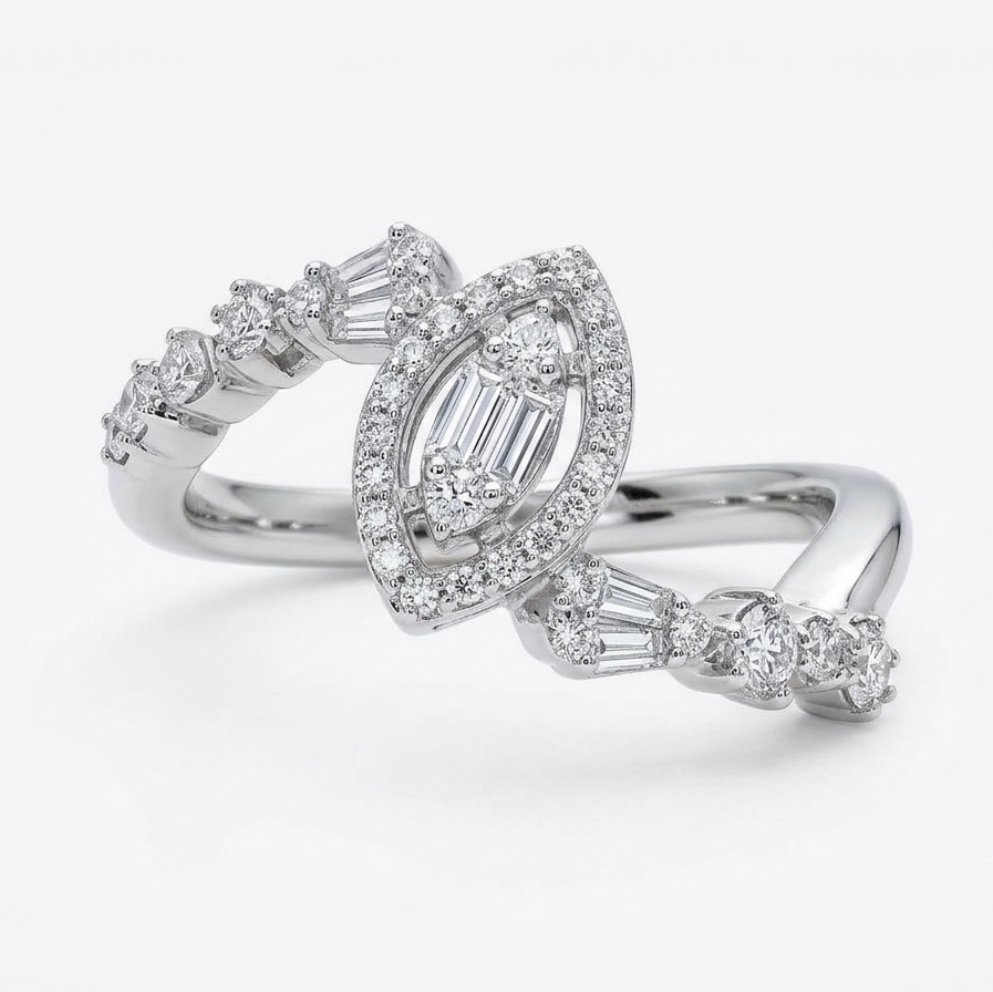 Marquise Composite Halo Bypass Ring