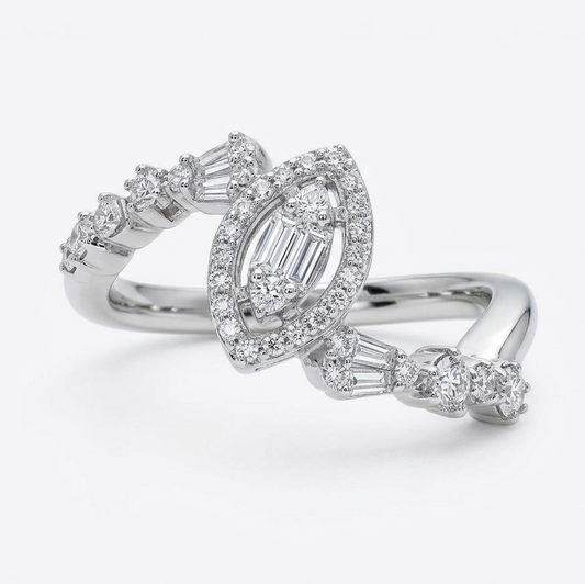 Marquise Composite Halo Bypass Ring
