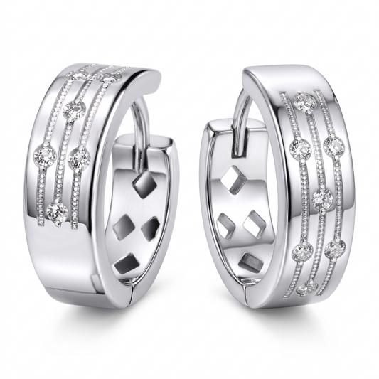 Wide Diamond Huggie Hoop