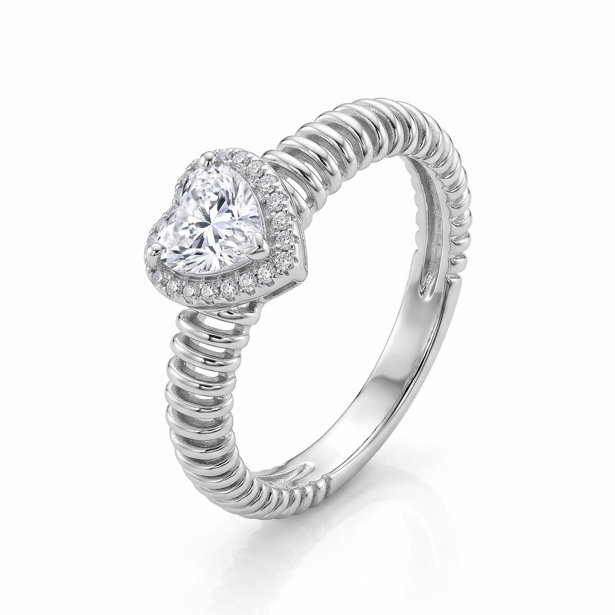Heart-Shaped Diamond Halo Ring