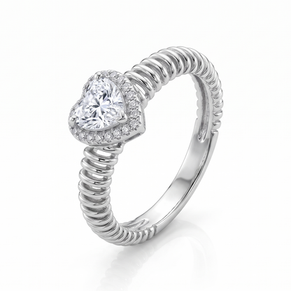 Heart-Shaped Diamond Halo Ring