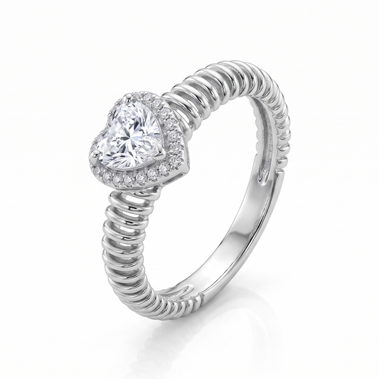 Heart-Shaped Diamond Halo Ring
