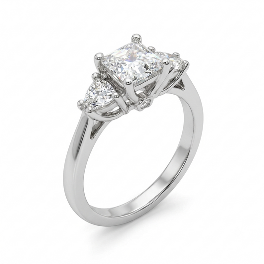 Princess-Cut Three-Stone Ring