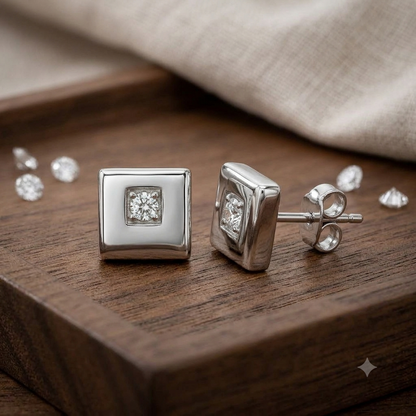 Square Frame Diamond Stud