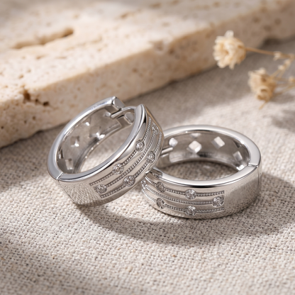Wide Diamond Huggie Hoop
