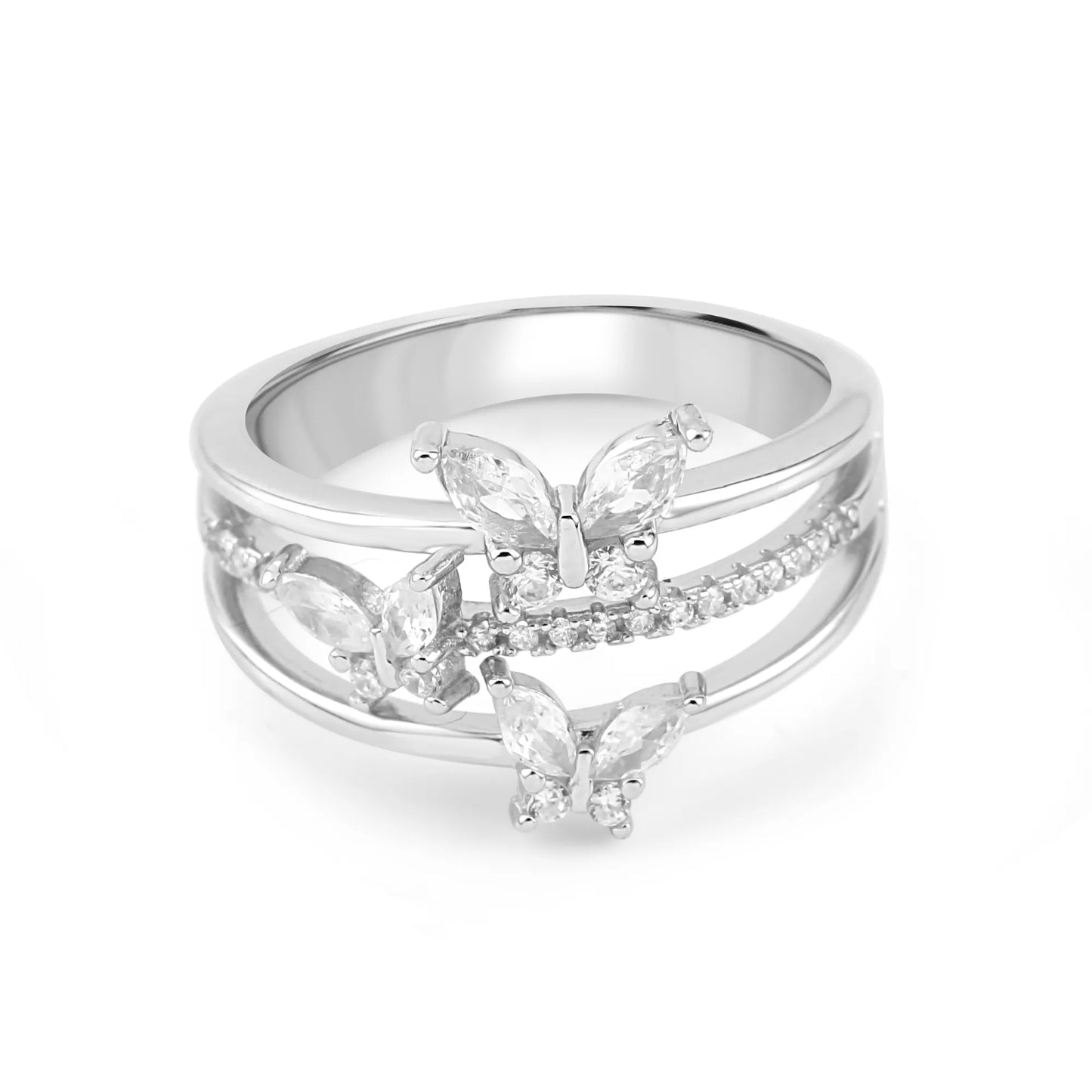 Silver Butterfly Stack Ring