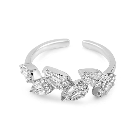 Silver Opaline Crown Ring