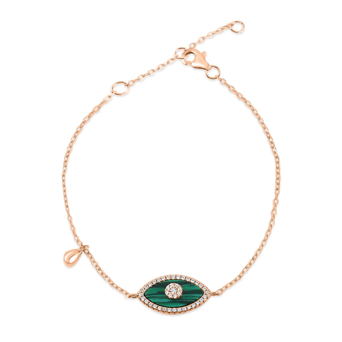 Silver Green Evil Eye Bracelet