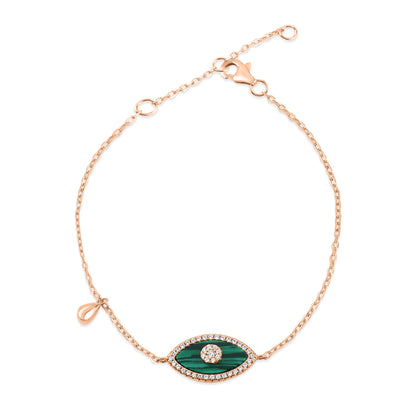 Silver Green Evil Eye Bracelet