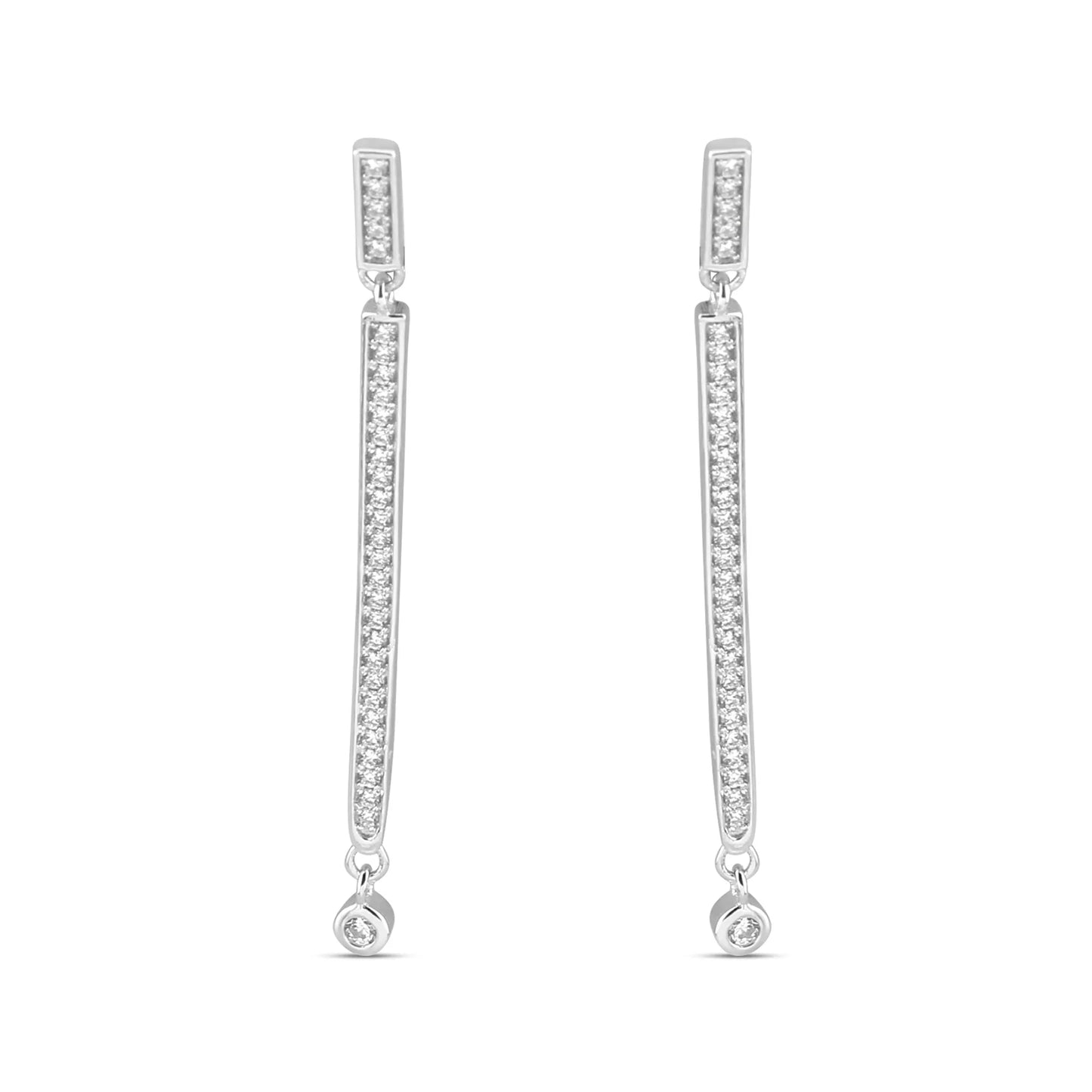 Silver Long Drop Crystal Earrings