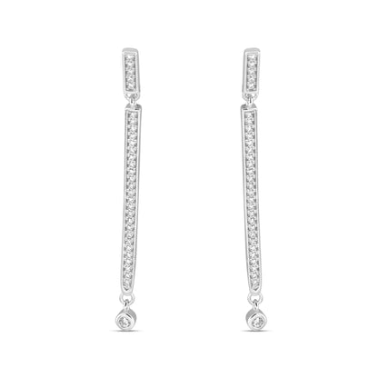 Silver Long Drop Crystal Earrings
