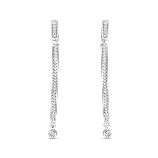 Silver Long Drop Crystal Earrings