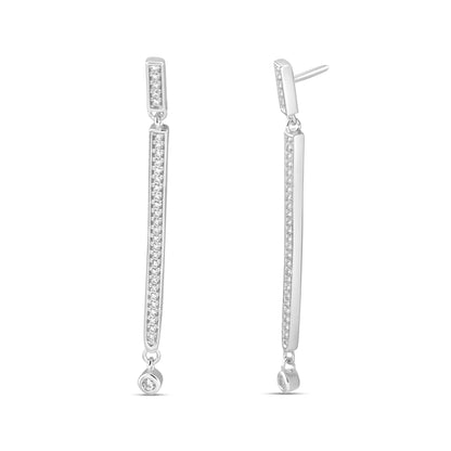 Silver Long Drop Crystal Earrings