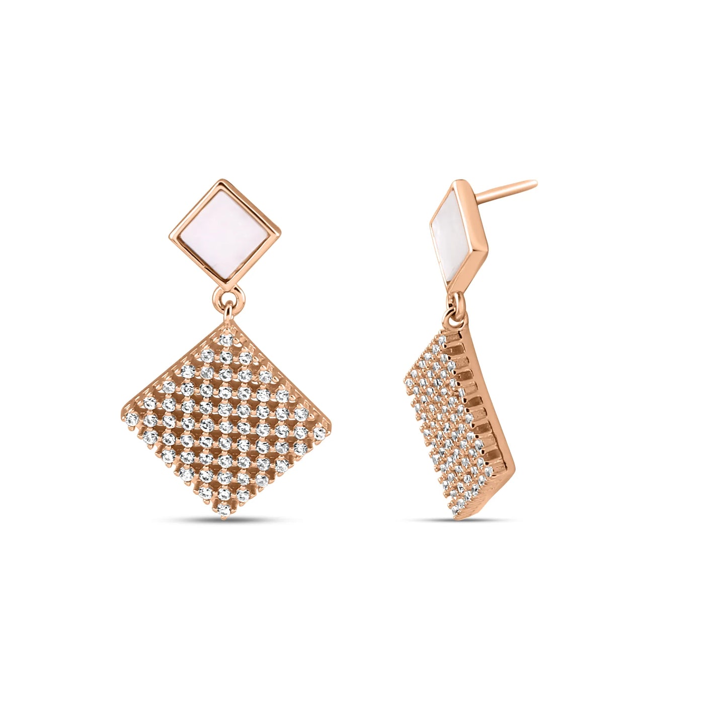 Rose Gold Radiant Box Earrings