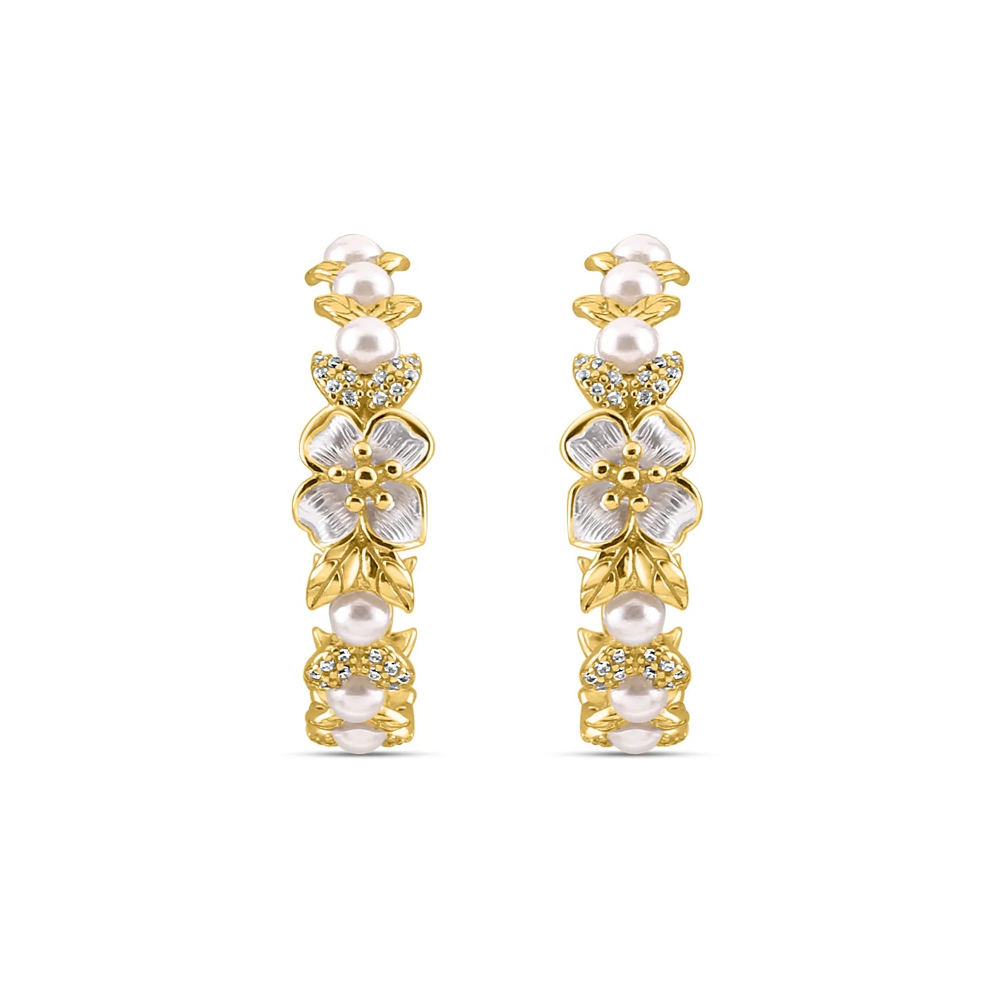 Golden Floral Hoops