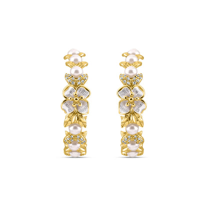 Golden Floral Hoops