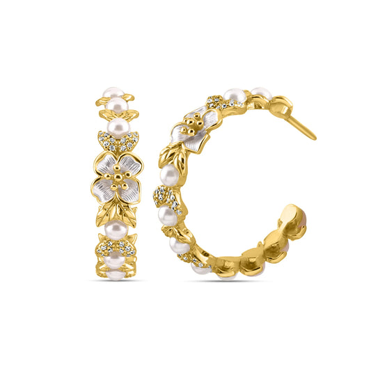Golden Floral Hoops