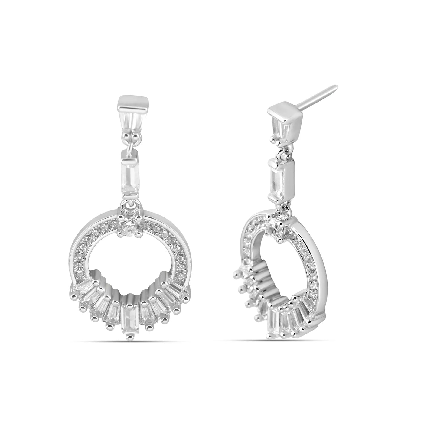 Silver Crystal Dangle Earrings