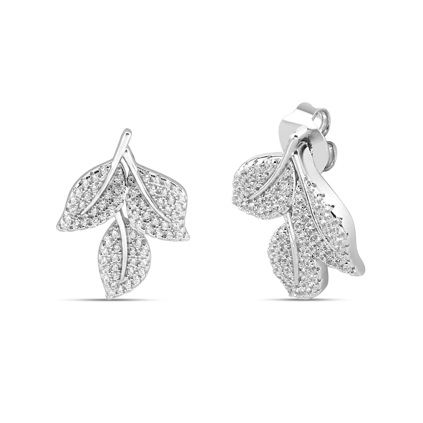 Silver Lush Leaf Earrings