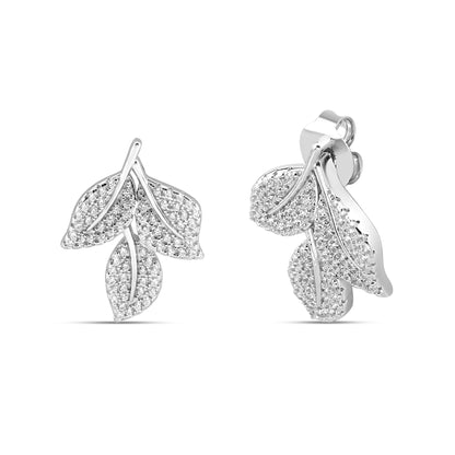 Silver Lush Leaf Earrings