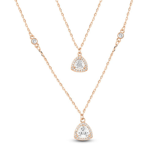 Rose Gold Dual Teardrop Necklace with Link Chain
