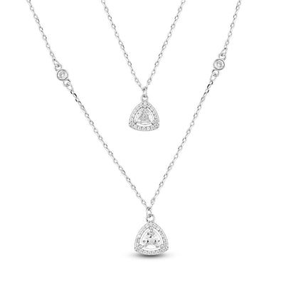 Silver Dual Teardrop Neclace with Link Chain