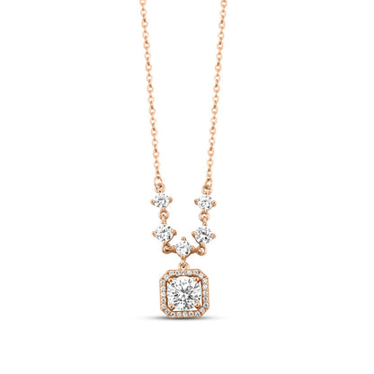 Rose Gold Solitaire Prisma Necklace with Link Chain