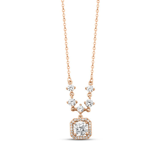 Rose Gold Solitaire Prisma Necklace with Link Chain