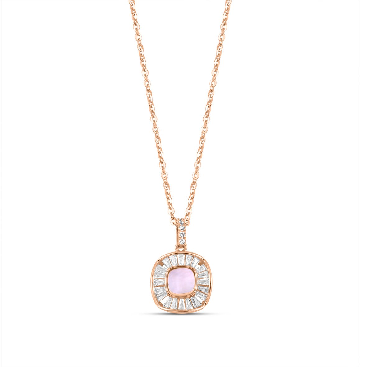 Rose Gold Shimmering MOP Necklace with Link Chain
