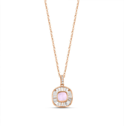 Rose Gold Shimmering MOP Necklace with Link Chain