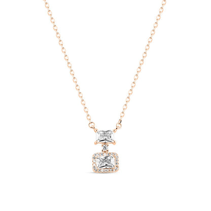 Rose Gold Radiant Squares Necklace with Link Chain