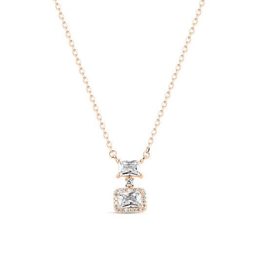 Rose Gold Radiant Squares Necklace with Link Chain