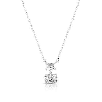 Silver Radiant Squares Necklace with Link Chain