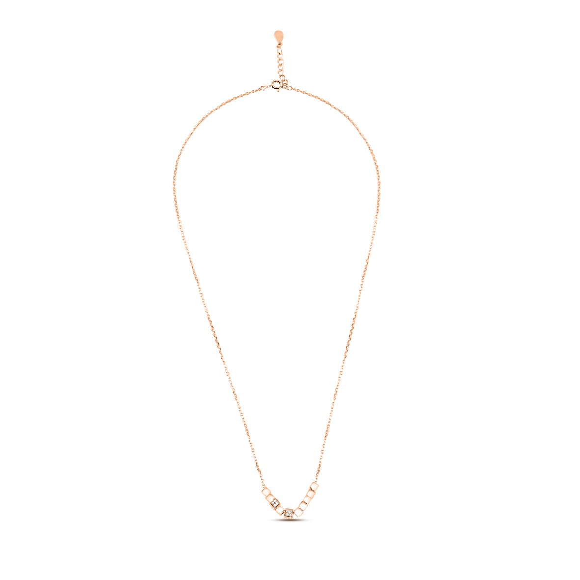 Rose Gold Timeless Block Necklace with Link Chain