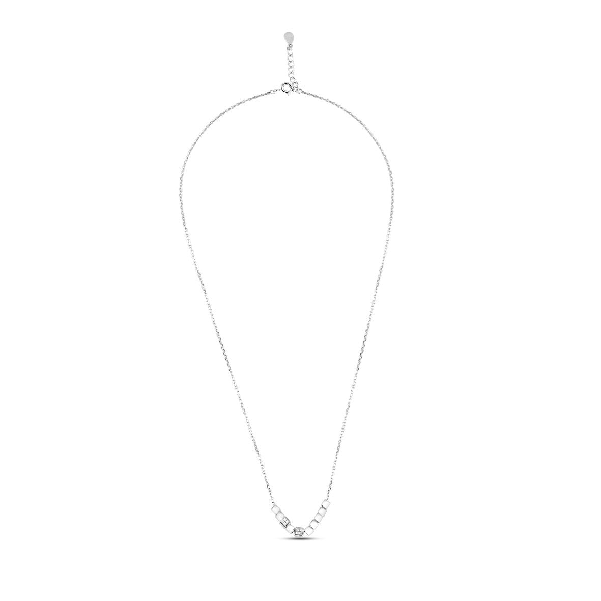 Silver Timeless Block Necklace with Link Chain